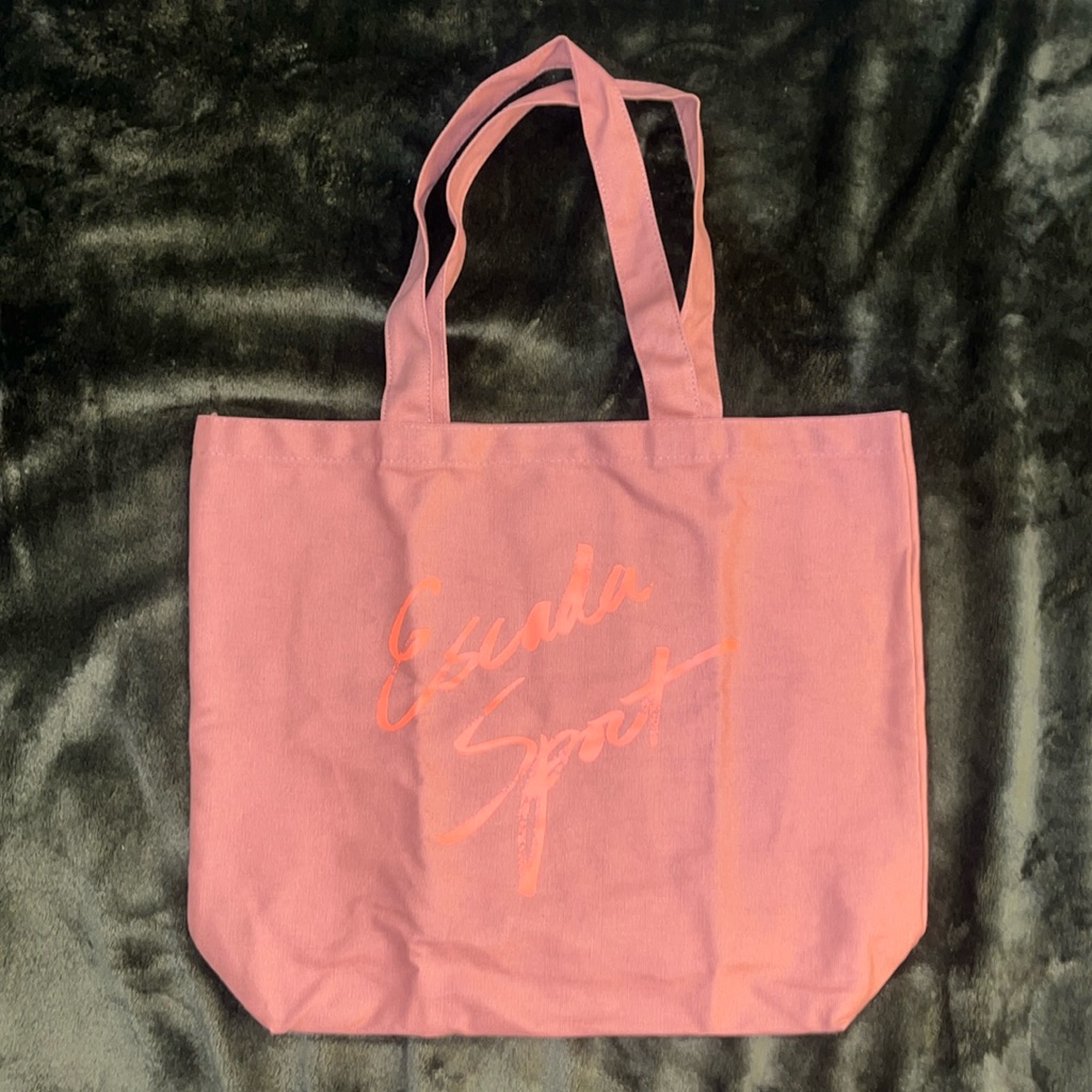 New Escada Sport Canvas Tote Bag Dusty Pink W/ Neon Orange Logo